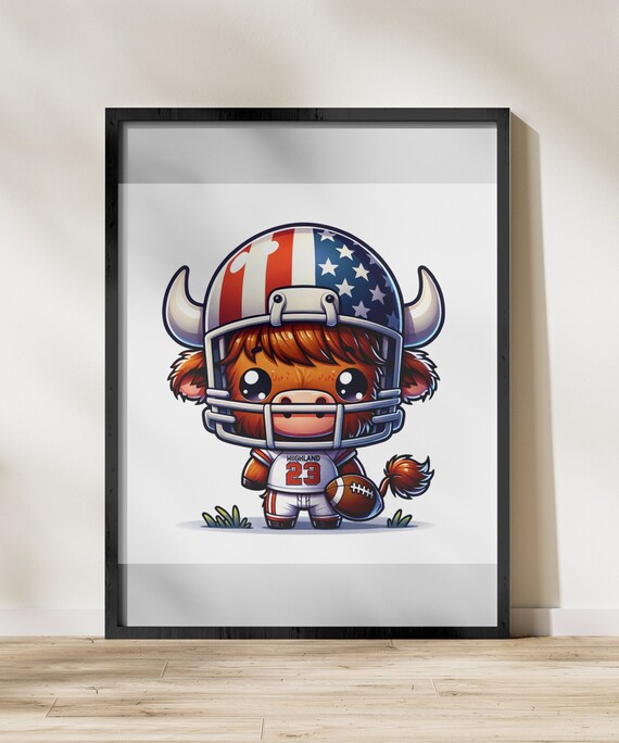 cow football helmet Highland Cow Svg Clipart Football Theme, Patriotic Helmet Digital Sticker,  Cute Animal Svg Png Jpg, Goodnotes Planner Decoration 20x20