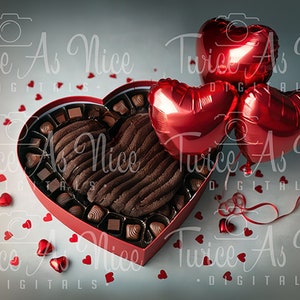Caixa de chocolate de coração de dia dos namorados, cenário digital, acessório para fotos de recém-nascidos, tema de amor romântico, fundo digital para menino ou menina