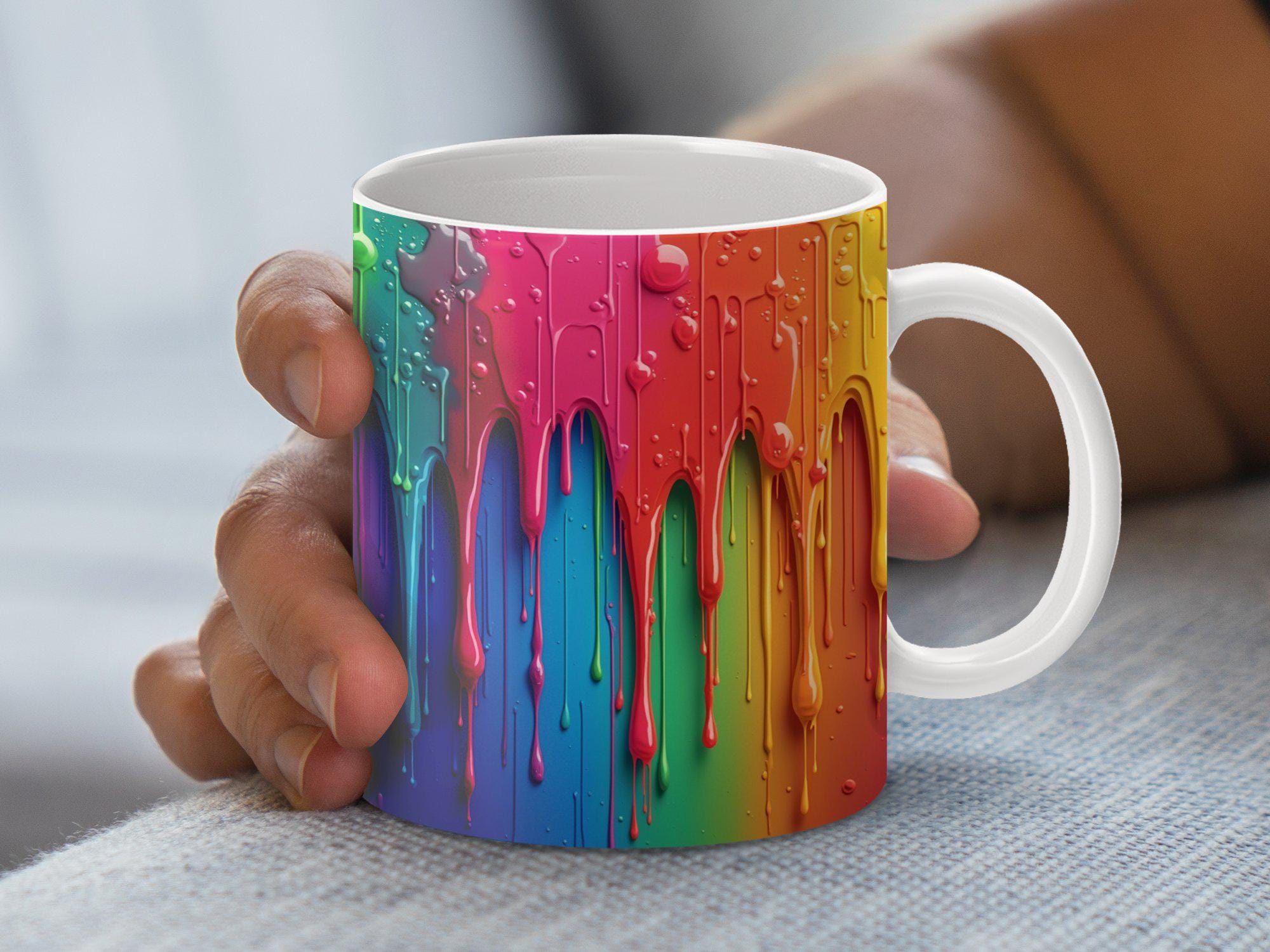 Tazza In Ceramica Vixar Swan Con Acquerello Arcobaleno – Rosa, 311g – Stampa Fronte/retro – Adatta A Microonde E Lavastoviglie – Idea Regalo - 2