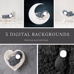5x Face Insert Newborn Digital Backdrops, Moon digital background,  face insert backdrop newborn, teddy face digital, digital composite