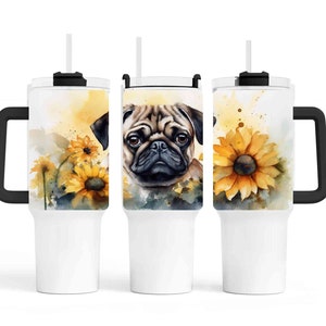 Dog Mom 40oz Tumbler Wrap 12.5&quot;x6&quot; Pug Dog Tumbler Wrap PNG Sublimation Design, Perfect for Print-on-Demand Projects