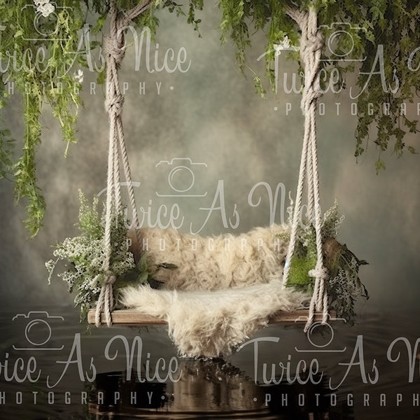 Newborn Digital Backdrop,  digital background, digital backdrop newborn,  newborn swing  backdrop, woodland  swing digital backdrop