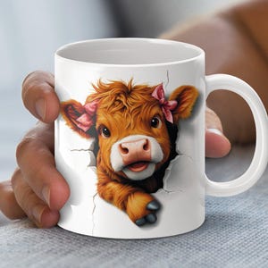 Cute Cow Mug Wrap Sublimation Digital Download, Farm Animal Mug Design, 11 oz and 15 oz Mug Wrap PNG, Instant Download