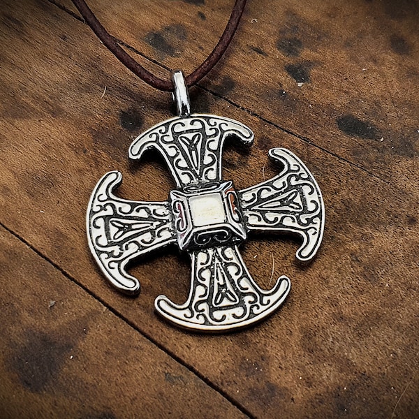 Viking Saxon Canterbury Cross Pendant Necklace