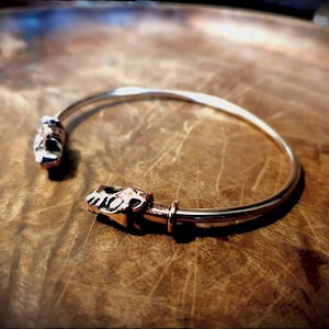 Bracelet Viking tête de loup en bronze jonc jonc