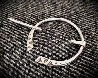 Sterling Silver Viking Saxon Celtic Penannular Brooch Cloak Pin