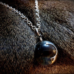 Sterling Silver Viking Visby Lens Gotland Glass Sphere with Chain