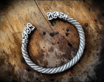 Sterling Silver Viking Wolf Bracelet Arm Ring