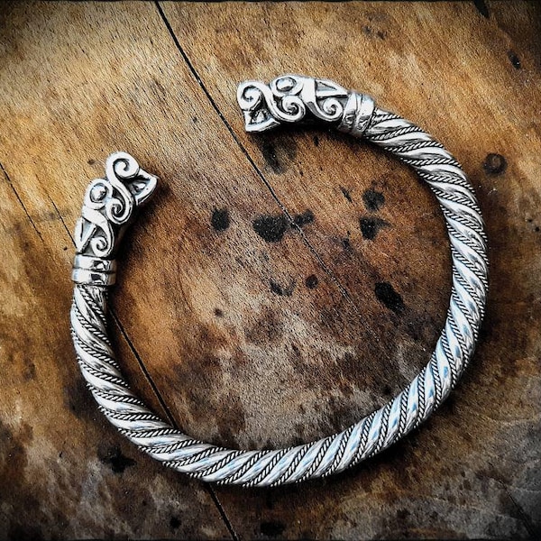 Sterling Silver Viking Wolf Bracelet Arm Ring