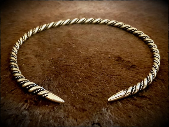 Blacksmith Made Runic Viking Primitive Torc of Married Metal Bronze Torc