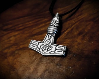 Norse Viking Raven Head Thors Hammer Mjolnir Pendant