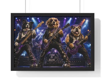 Dog Rock Band Wall Art Print, Funny Dog Lover Decor, Rockstar Dogs Poster, Pet Owner Gift,Music Lover Artwork, animal wall art, dog rock art