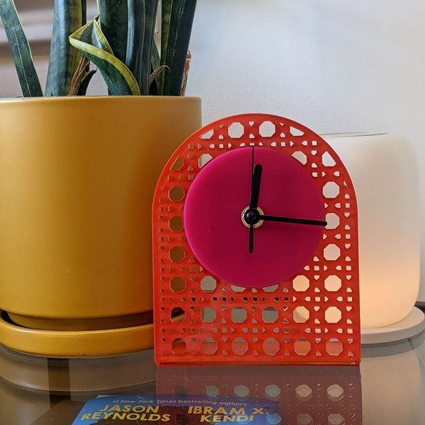 Acrylic Rattan Cane Desk and Table Clock