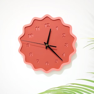 Melon Tones Fluted Geometric Acrylic Wall Clock with Numbers image 1