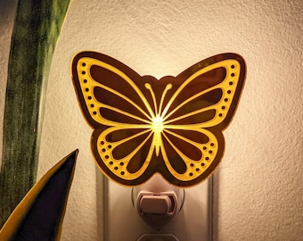 Yellow Butterfly Mirrored Acrylic Night Light