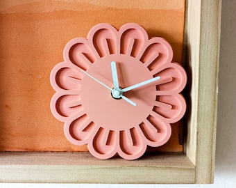 Mini Flower Acrylic Wall Clock - Melon Pink