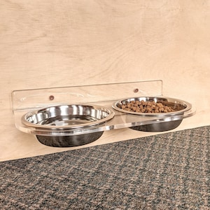 Double Wall Mounted Acrylic Pet Feeder - 4 Sizes