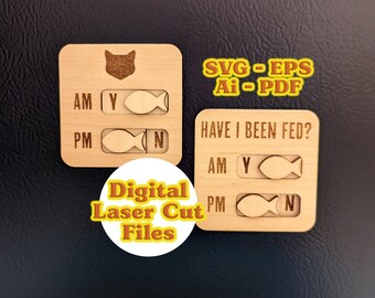 Cat Feeding Tracker Magnet Toggle SVG - EPS Laser Cut Files