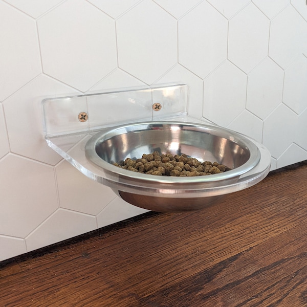 Wall Mounted Acrylic Pet Feeder - 3 Sizes