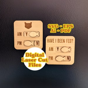 Cat Feeding Tracker Magnet Toggle SVG - EPS Laser Cut Files