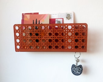 Acrylic Rattan Cane Wall Mail Holder