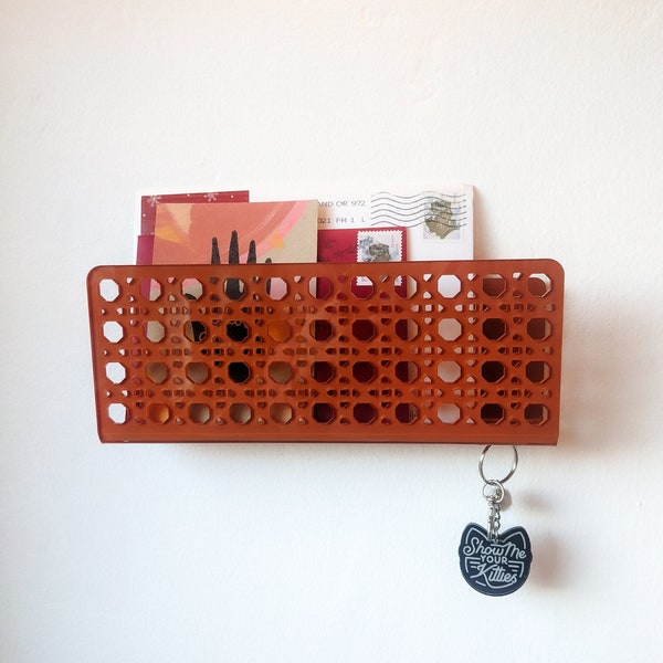 Acrylic Rattan Cane Wall Mail Holder