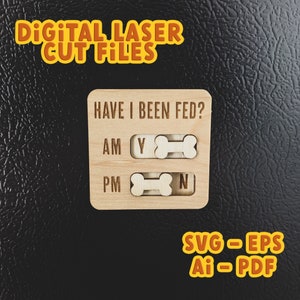 Pet Feeding Tracker Magnet Toggle SVG EPS Laser Cut Files image 1