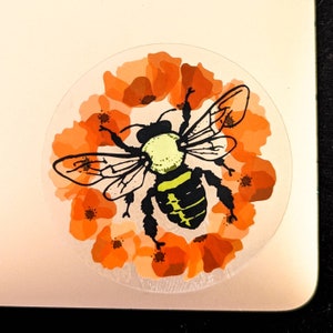 Poppy and Honey Bee Waterproof Sticker image 2