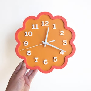 Framed Flower Layered Acrylic Wall Clock - Orange and Papaya