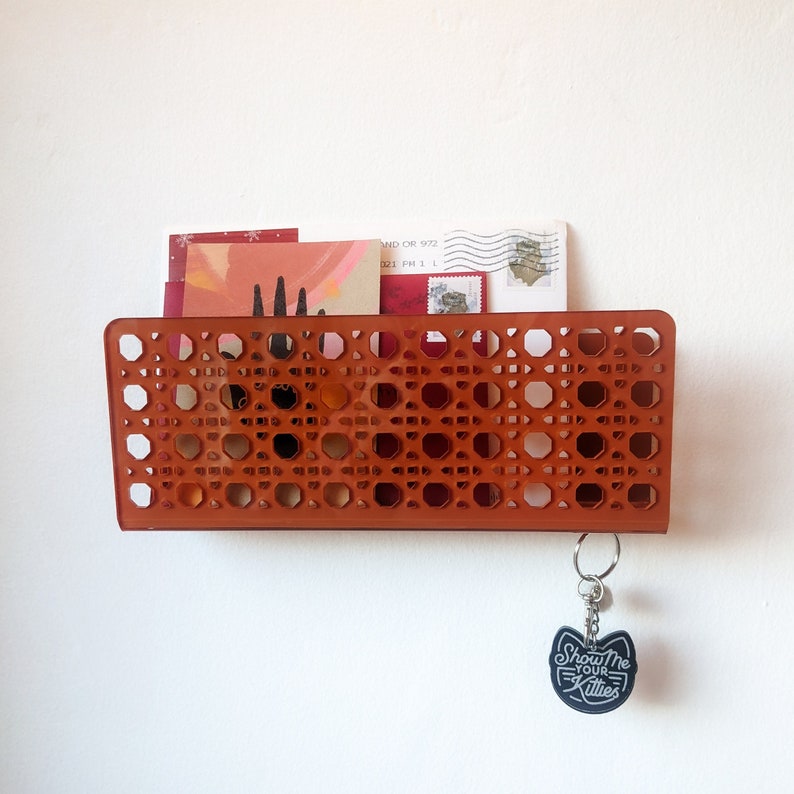Acrylic Rattan Cane Wall Mail Holder Etsy