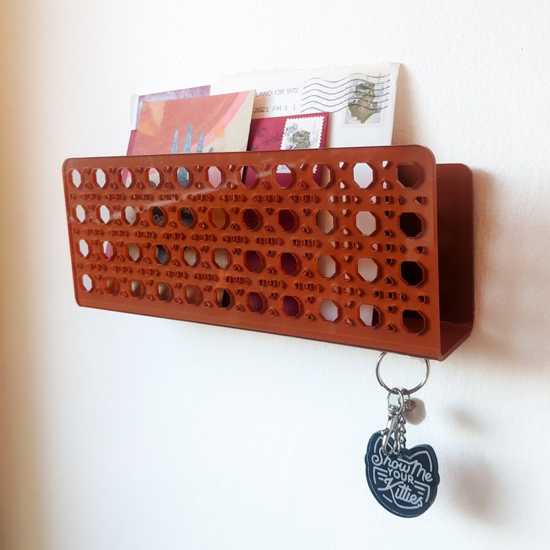 Acrylic Rattan Cane Wall Mail Holder image 3