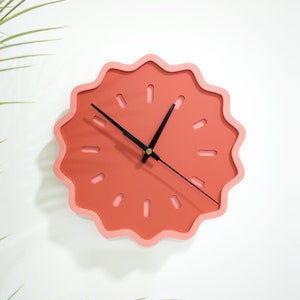Fluted Geometric Acrylic Wall Clock Melon Tones image 4