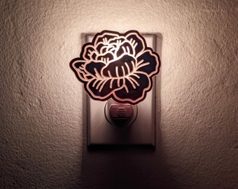 Flower Rose Gold Mirrored Acrylic Night Light