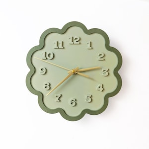 Framed Flower Layered Acrylic Wall Clock - Fern and Olive