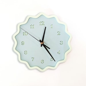 Mint Green Fluted Geometric Acrylic Wall Clock with Numbers