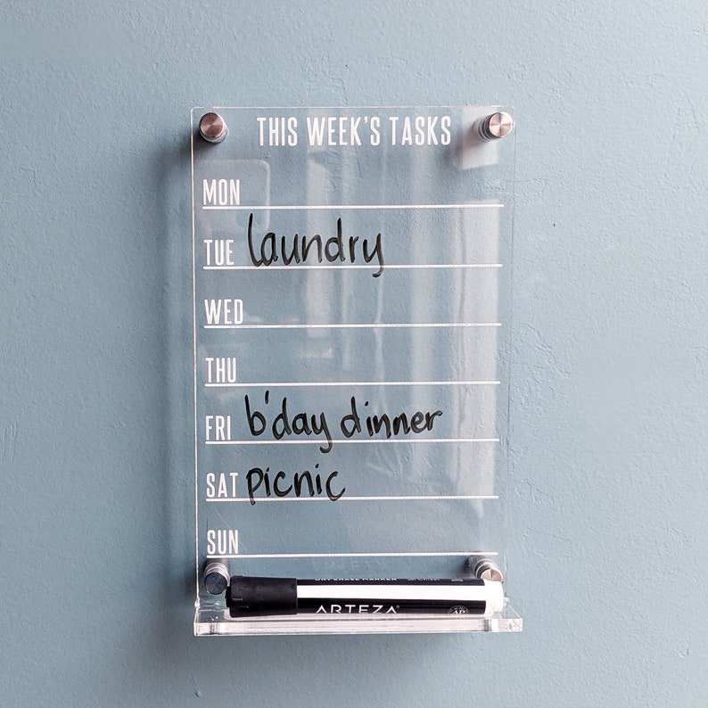 This Week's Tasks Clear Acrylic Dry Erase Board Personalizable image 1