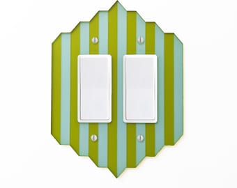 Art Deco 3D Illusion Double Switch Plate Cover  - Multiple Options