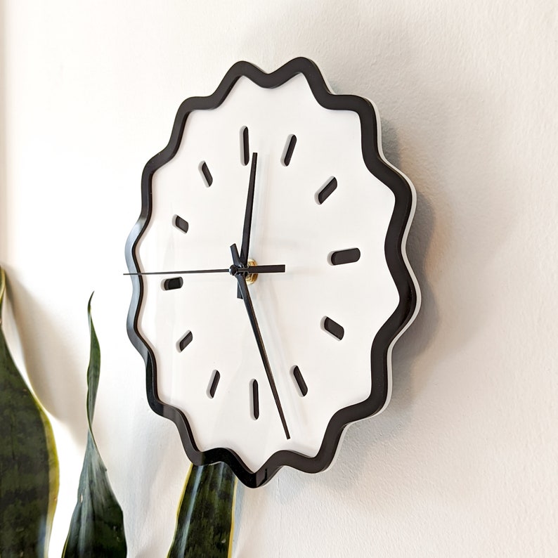 Fluted Geometric Acrylic Wall Clock with Numbers image 2