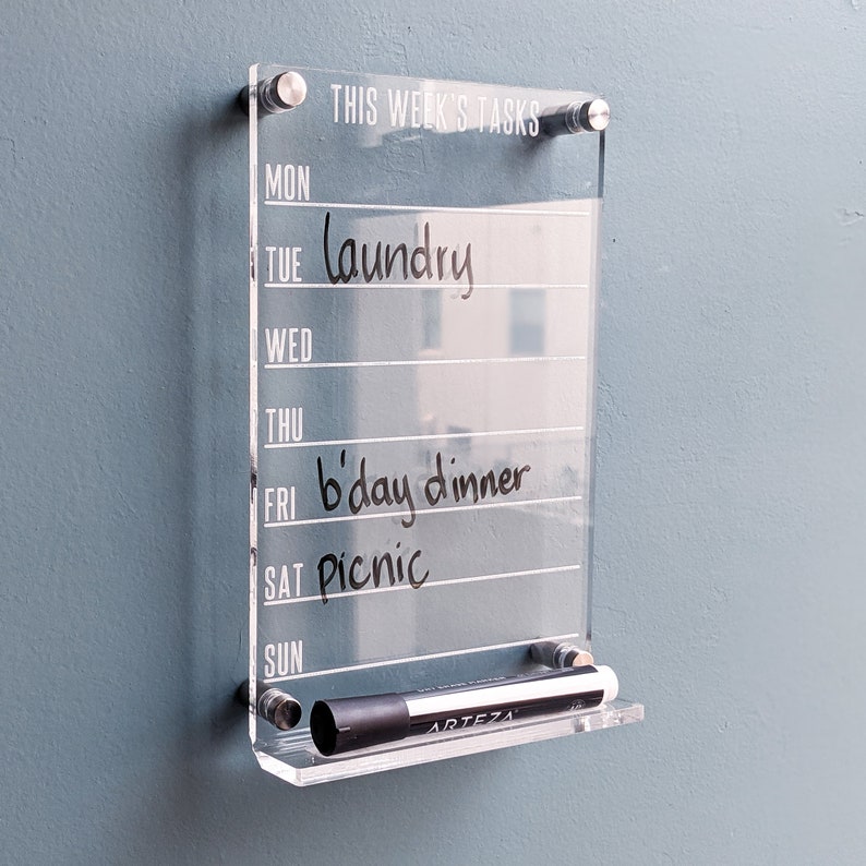 This Week's Tasks Clear Acrylic Dry Erase Board Personalizable image 3