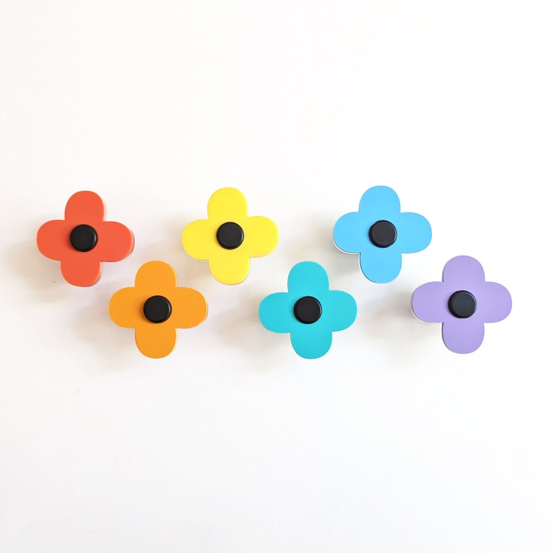 Quirky Flower Wall Hooks Rainbow - Set of 6