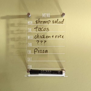 Menu Clear Acrylic Dry Erase Board - Personalizable