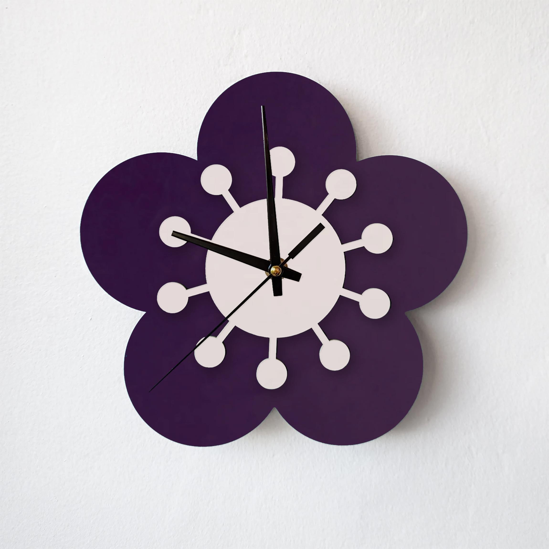 Flower Wall Clock - Dark Purple and Bone - Etsy
