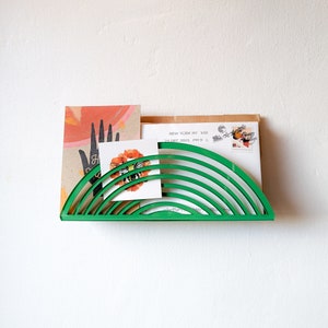Arch Rainbow Acrylic Wall Mail Holder Green