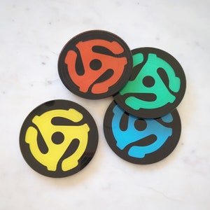45 RPM Record Adapter Coasters Set of 4