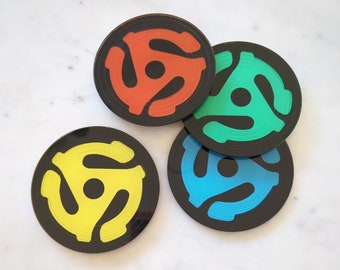 45 RPM Record Adapter Coasters Set of 4