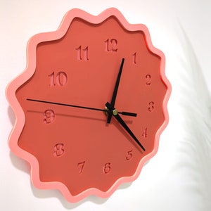 Melon Tones Fluted Geometric Acrylic Wall Clock with Numbers image 3