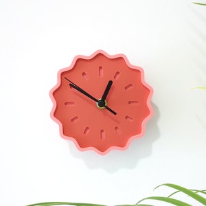 Mini Fluted Geometric Acrylic Wall Clock Melon Tones image 1
