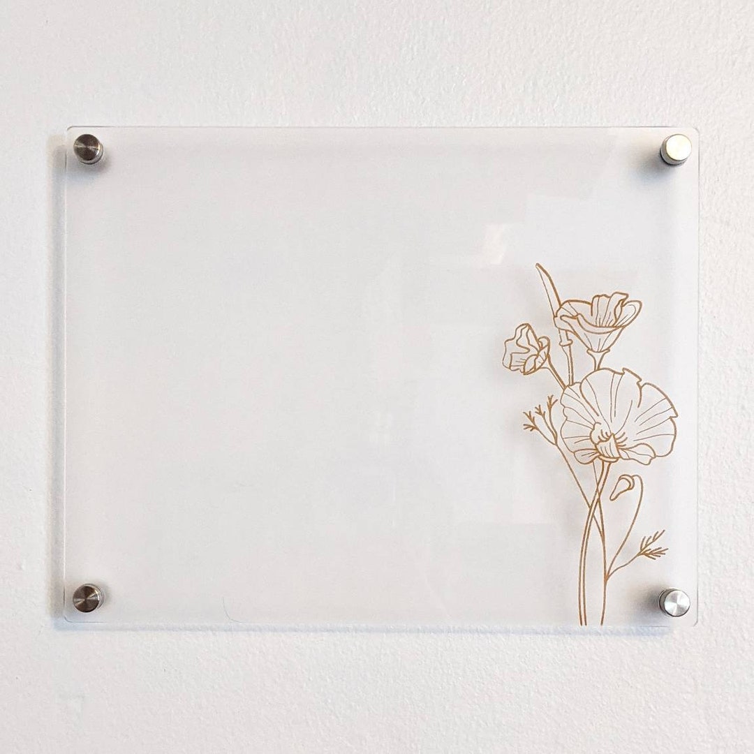 Poppy Flower Acrylic Dry Erase Memo Board Etsy