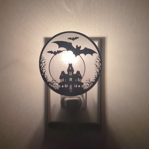 Haunted Mansion and Bats Mirrored Acrylic Night Light