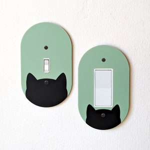 Peeking Cat Oval Light Switch Plate Cover  - Multiple Options